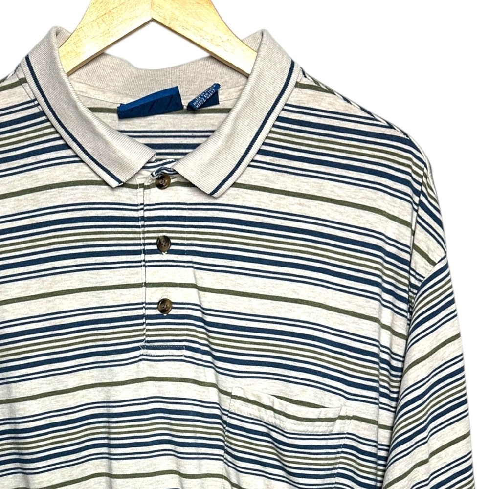 Towncraft Size XL Men's Striped Polo Shirt Short Sleeve‎ Cotton Blend